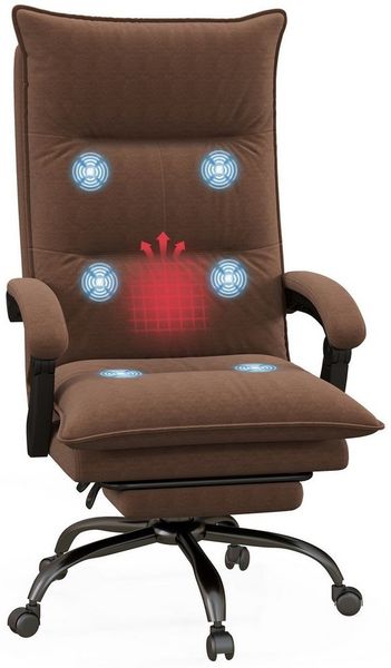 Vinsetto Schreibtischstuhl Bürostuhl mit Heizfunktion, Massagesessel (Chefsessel, 1 St), 120 kg Belastbar, Braun