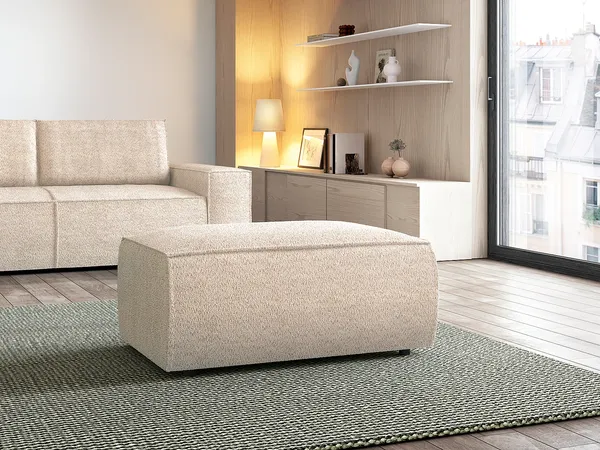 Vente-unique - AMELIA Pouf Stoff Beige - B 69 cm x H 42 cm x L 102 cm