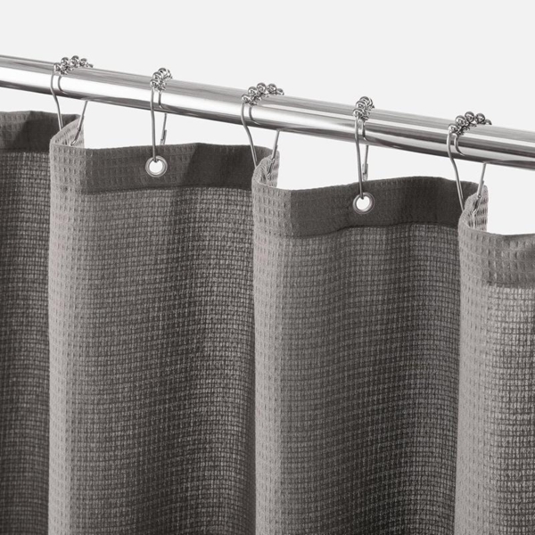 mDesign Luxus Duschvorhang Badewannenvorhang Waffelmuster Textil Grau