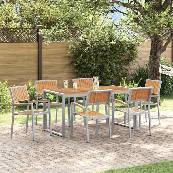 vidaXL Garten Essgruppe 7 pcs Grau Massivholz Akazie 3284370