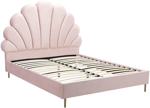 Vente-unique - LIVAYA Bett SamtStoff Puderrosa - B 215 cm x H 150 cm x L 187 cm Bild 3