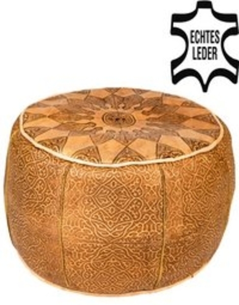 Marrakesch Orient & Mediterran Interior Pouf Orientalisches Sitzkissen Pouf aus Leder Balsam - 40cm (1-St), Handarbeit Bild 6