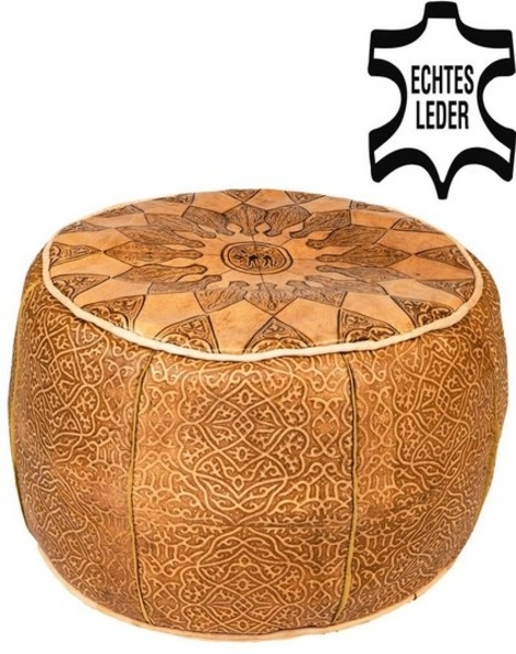 Marrakesch Orient & Mediterran Interior Pouf Orientalisches Sitzkissen Pouf aus Leder Balsam - 40cm (1-St), Handarbeit Bild 4