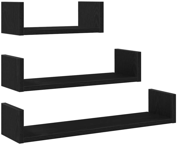 vidaXL Wandregale 3 Stk. Schwarz Eichen-Optik Holzwerkstoff 862405