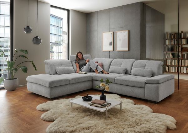 Die PlanBar Ecksofa MP-IN16012 L-Form mit Federkern-Polsterung, inkl. Sitztiefenverstellung, optional mit Funktionen