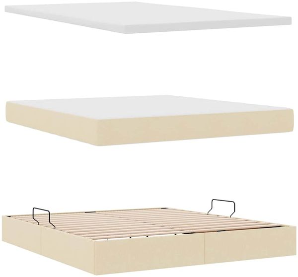vidaXL Bett mit Stauraum und LED mit LED Creme 160 x 200 cm Polyester 3372493 Bild 9
