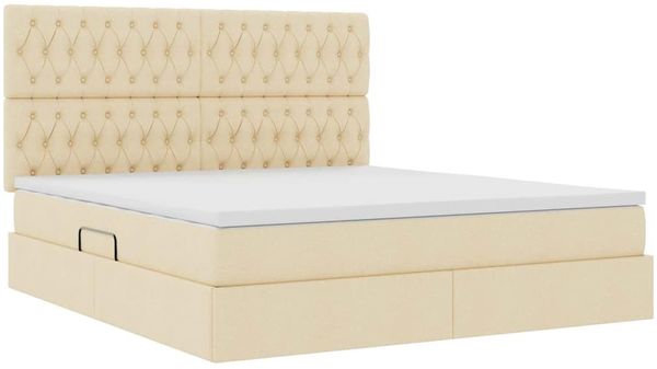vidaXL Bett mit Stauraum und LED mit LED Creme 160 x 200 cm Polyester 3372493 Bild 6