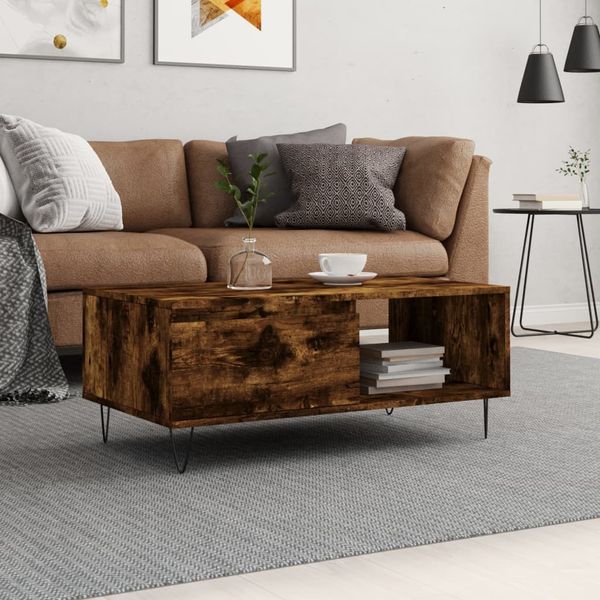 vidaXL Couchtisch Räuchereiche 90x50x36,5 cm Holzwerkstoff 830569