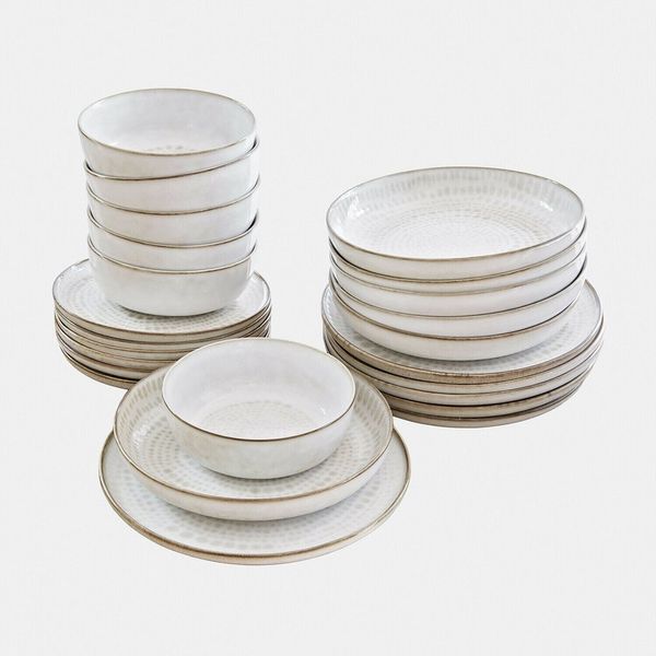 Mirabeau Geschirr-Set Geschirr 24er Set Marnis grau/braun, Steinzeug