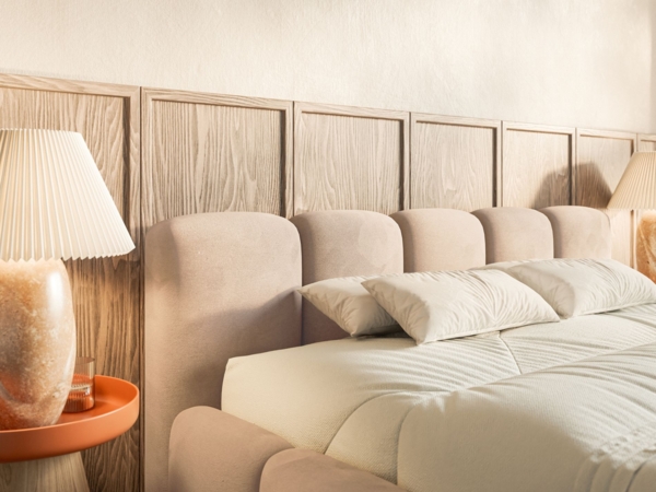 Selsey 'Cloudy Low' Polsterbett 200x200 cm, wasserabweisender Samt, Beige Bild 4