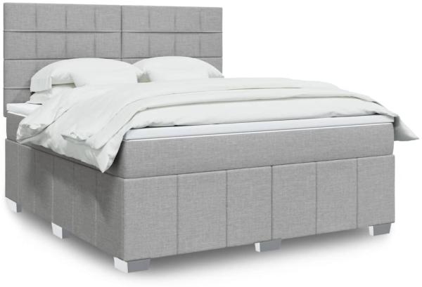 vidaXL Boxspringbett mit Matratze Hellgrau 180x200 cm Stoff 3294047