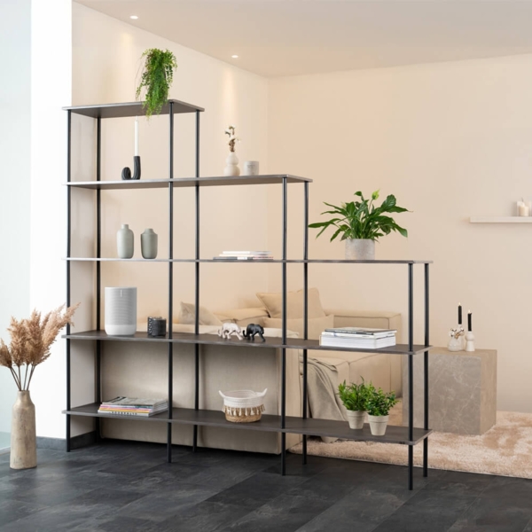 HOME DELUXE Regal INDU Dark Oak - (L x B x H): 207 x 35 x 196 cm