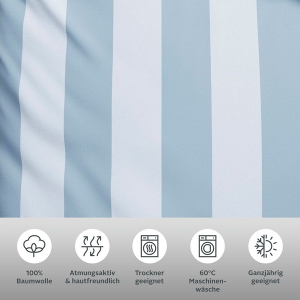 Home affaire Bettwäsche Sari, Linon, 2 teilig, in verschiedenen Qualitäten, maritime Bettwäsche mit Streifen Bild 2