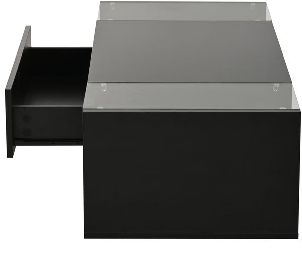 Couchtisch 100 x 50 x 31 cm mit LED, 1 Schublade, gehärtetem Glas und Hochglanz Bild 6