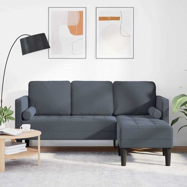 Sofa Set, Wohnzimmer Couch mit Kissen Dunkelgrau Polyester