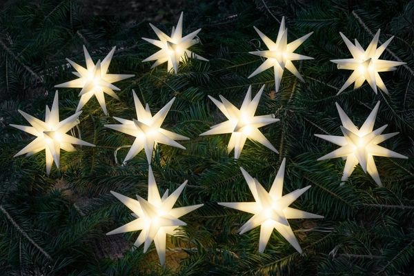 Guru-Shop LED-Stern für außen Sternenkette, Lichterkette mit 10 x LED., LED-Leuchtmittel fest verbaut
