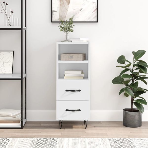 vidaXL Sideboard Hochglanz-Weiß 34,5x34x90 cm Holzwerkstoff 828662