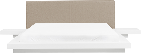 Bett mit LED Bouclé ZEN 180x200 cm Weiß Bild 5
