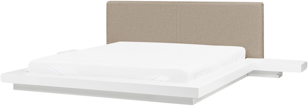 Bett mit LED Bouclé ZEN 180x200 cm Weiß Bild 4