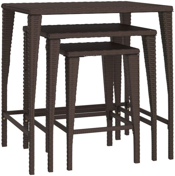 Couchtische, Sofatische 3 Stk. Braun Poly Rattan