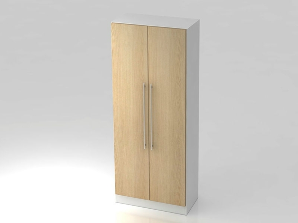 Schrank 5OH mit Sockelblende CE Weiß / Eiche