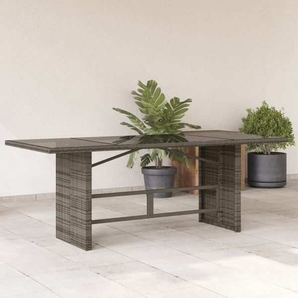 vidaXL Gartentisch mit Glasplatte Grau 190x80x74 cm Poly Rattan 365306