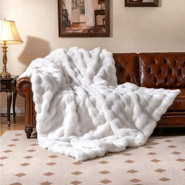 Wohndecke, COSTWAY, Kuscheldecke, Sofadecke, luxuriöse Felldecke, 153 x 203 cm