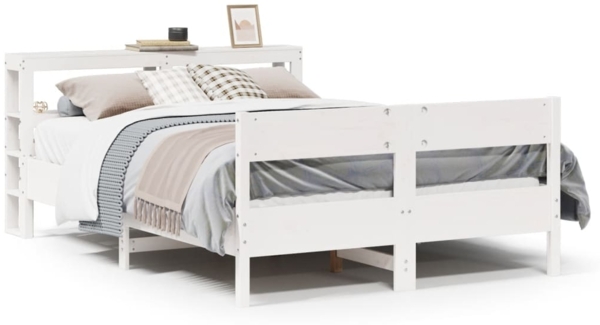 vidaXL Massivholzbett ohne Matratze Weiß 120x190 cm Kiefernholz 3306205
