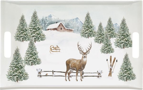 EasyLife Tablett White Forest, Melamin, Handwäsche Empfohlen, Weiß, Motiv: Winterwald