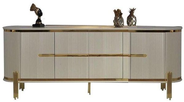 JVmoebel Sideboard Moderne Kommode Holz Anrichte Schrank Esszimmer Weiß kaufen (1 St, 1x nur Sideboard ohne Spiegel), Made in Europa