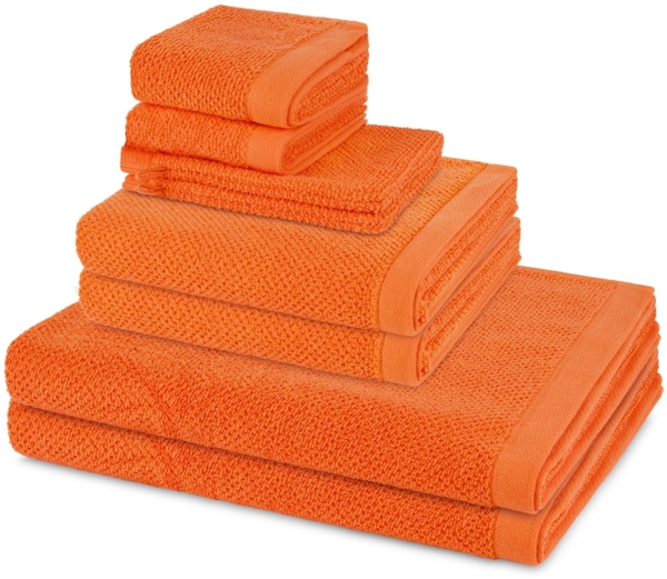 Möve Bliss 8 tlg. Frottier-Set - 2 X Handtuch (50 X 100cm), 2 X Duschtuch (67 X 140cm), 2 X Gästetuch (30 X 50cm), 2 X Waschhandschuh (15 X 20cm) - 500 - Orange