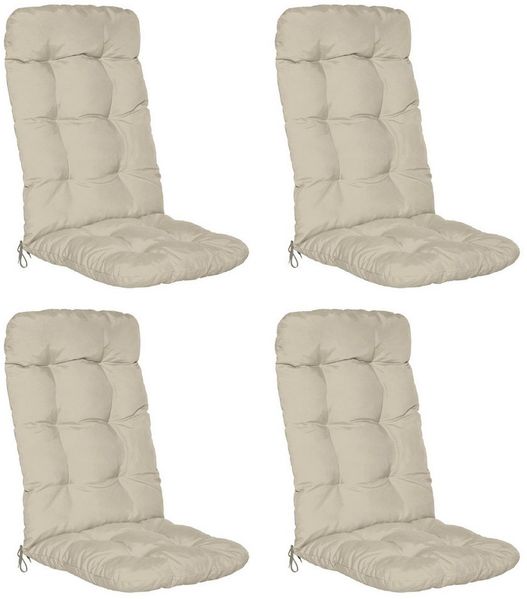 Beautissu 4er Set Hochlehner Auflage Flair HL 120 x 50 x 8 cm Natur