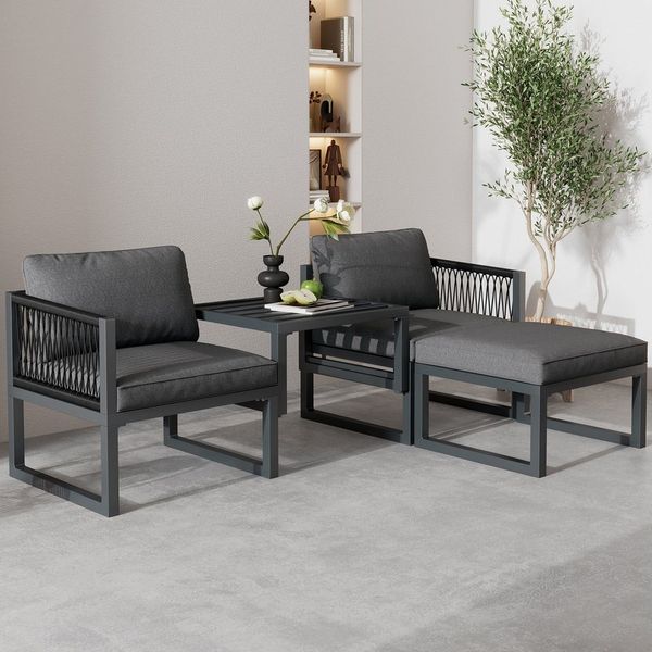Celya Gartenlounge-Set Gartenmöbel Set 2 personen, Garten-Sofagarnitur, (verschiedene Kombinationen, verstellbar), Terrassenmöbel-Set. 2 Sofas, 2 Fußhocker