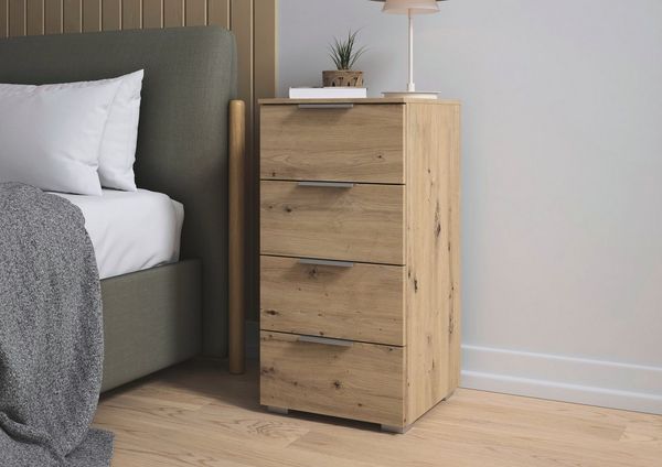 rauch Schubkastenkommode Highboard Sideboard Schubladenkommode Kommode ASTANA (Breite 40 cm / Höhe 81 cm), mit 4 geräumigen Schubladen, Kantengriff in Alufarben MADE IN GERMANY