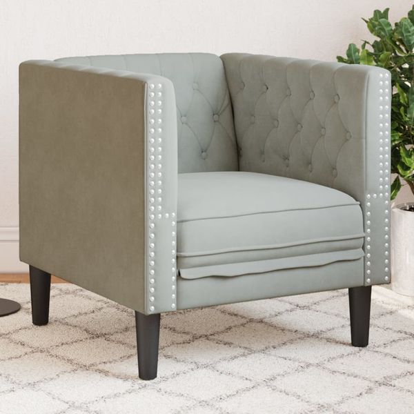vidaXL Chesterfield-Sessel Hellgrau Samt 372673