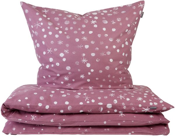 Schiesser Feinbiber Bettwäsche Set Runa mit coolem Winter-Print, Farbe:Malve, Größe:155x220 cm