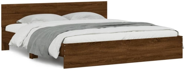 vidaXL Bettgestell mit Kopfteil Braun Eiche-Optik 200x200 cm 3207461
