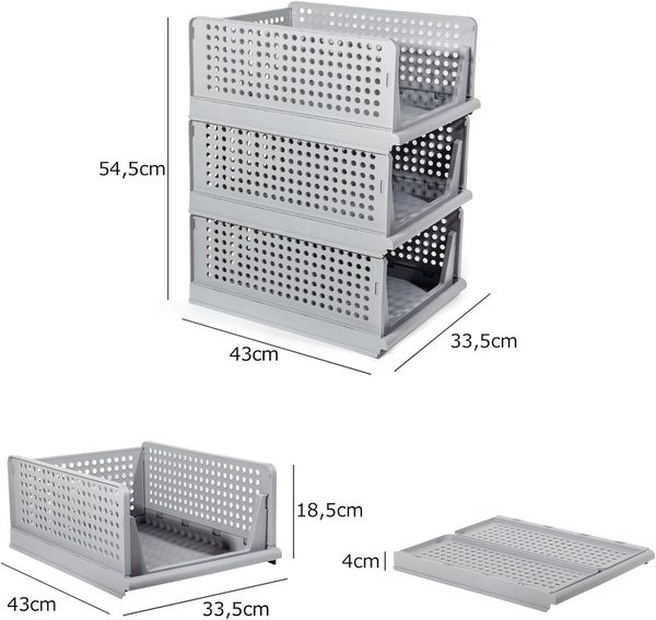 Zedelmaier Organizer Schrank-Organizer Kleiderschrank Schublade faltbare Aufbewahrungsbox (Set, 3 St, Set of 3), Klappbar und Stapelbar Aufbewahrungsbox