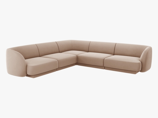 Micadoni 5-Sitzer Symmetrisches Ecksofa Miley Samt Bluvel Cappuccino