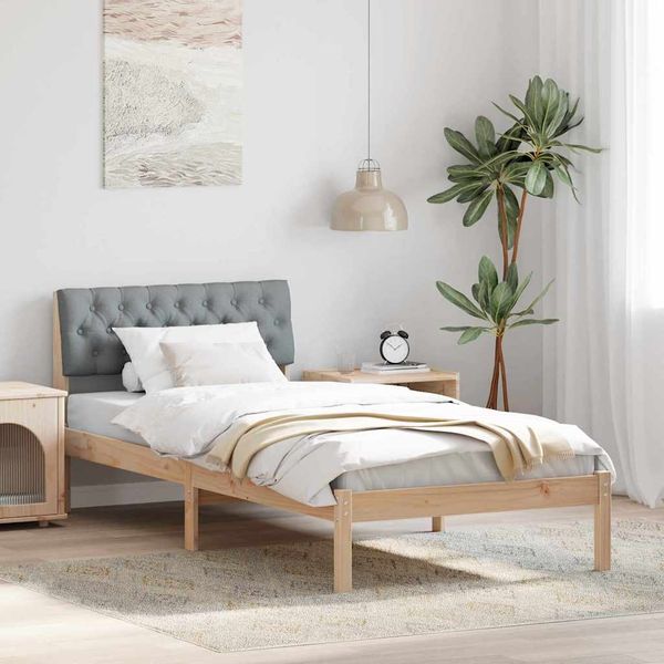 vidaXL Bettgestell Braun und hellgrau 90 x 190 cm Massivholz Kiefer 878644