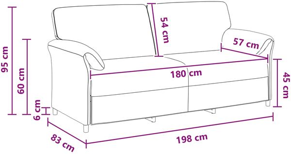 vidaXL 3-Sitzer-Sofa Creme 198 x 83 x 95 cm Samt 42033975 Bild 8