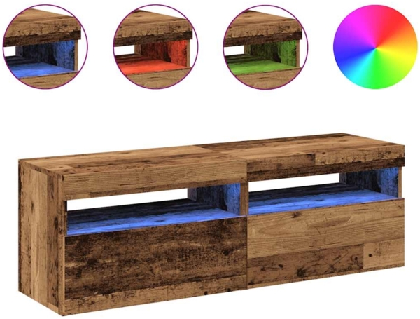 vidaXL TV-Schränke mit LED-Leuchten 2 Stk. Altholz-Optik Holzwerkstoff 856310
