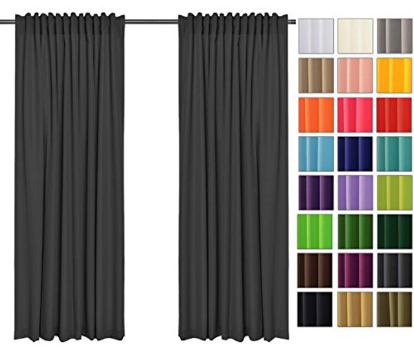 Rollmayer 'Vivid' 2er Pack Vorhänge mit Tunnelband dunkelgrafit 61, 135x260 cm, blickdicht