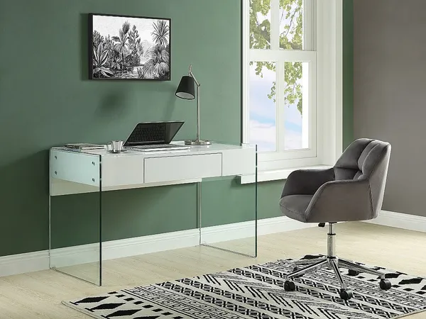 Vente-unique - PEGA Office chair SamtStoff Grau - B 60 cm x H 86 cm76 cm x L 59 cm