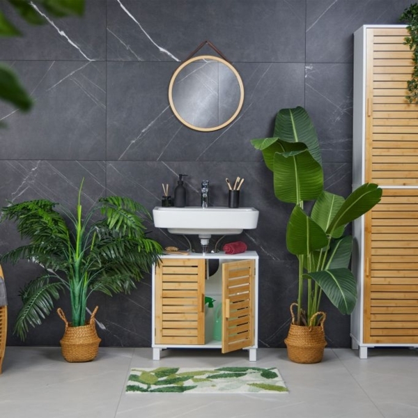 Waschbeckenunterschrank mit Bambus-Türen Bild 2