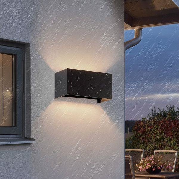 Nettlife LED Wandleuchte Schwarz Up und Down Außenlampe Garten Aussen Lampe, Aussen, LED wechselbar, Warmweiß, für Wohnzimmer Schlafzimmer Garten Terrasse Flur