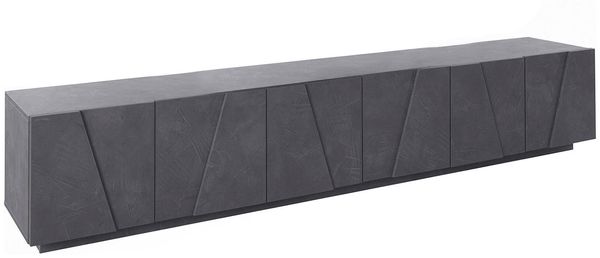 Dmora TV-Schrank Aemilor, niedriges Wohnzimmer-Sideboard, Fernsehständer-Basis, 100 % Made in Italy, 244 x 44 x 46 cm, Schiefer,