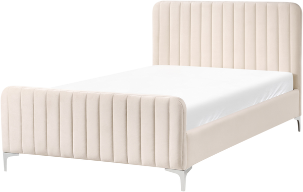 Bett mit Lattenrost Samtstoff LUNAN 120 x 200 cm Hellbeige
