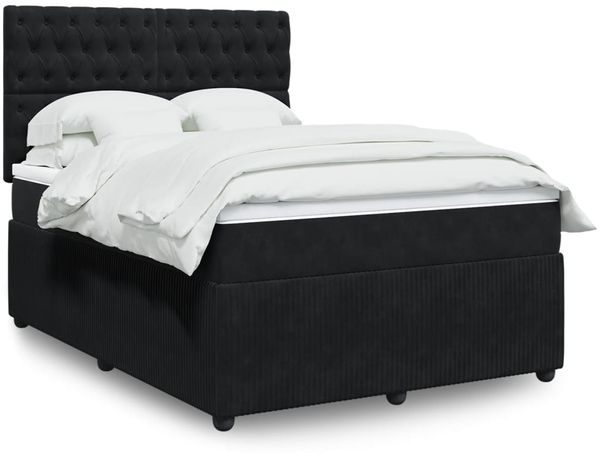 vidaXL Boxspringbett mit Matratze Schwarz 160x200 cm Samt 3292390