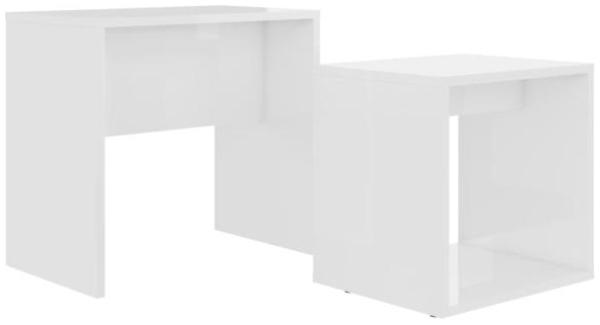 Couchtisch-Set Hochglanz-Weiß Spanplatte